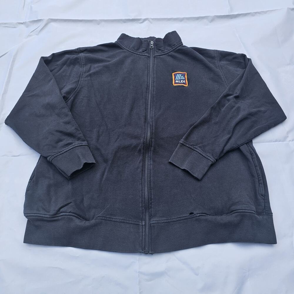 Adult Unisex ALDI Size L Navy Blue Zip Employee Worker Jacket Coat